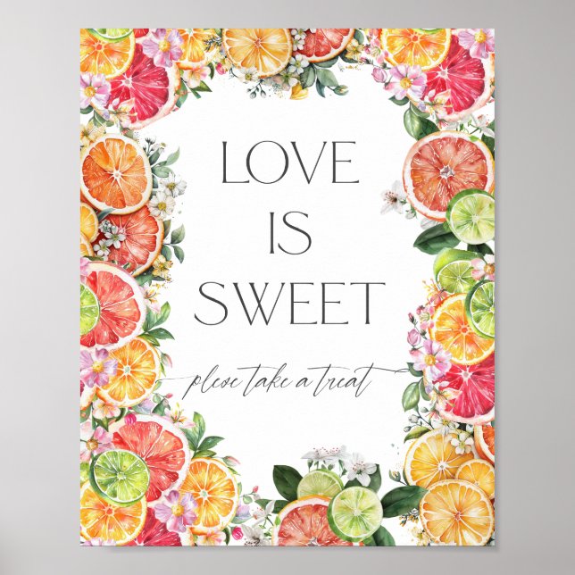 Póster Citrus Bridal Shower Love Is Sweet (Frente)
