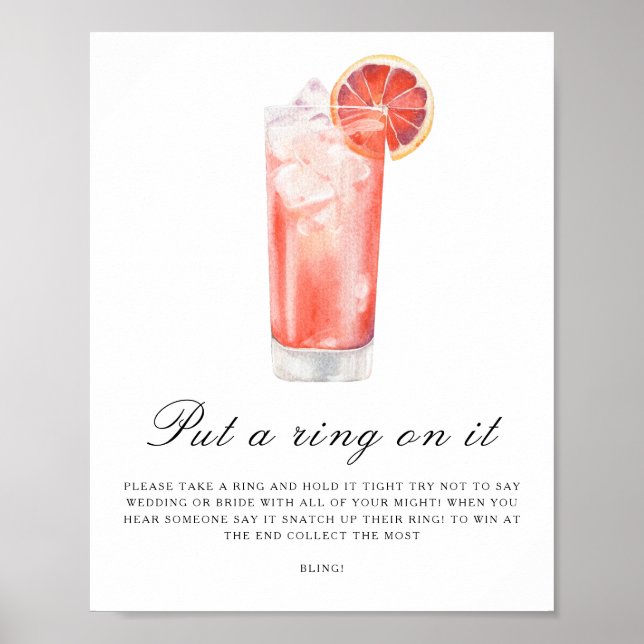 Póster Citrus bridal shower - Put a ring on it game (Frente)