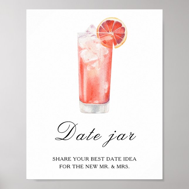 Póster Citrus cocktail bridal shower - date night ideas (Frente)