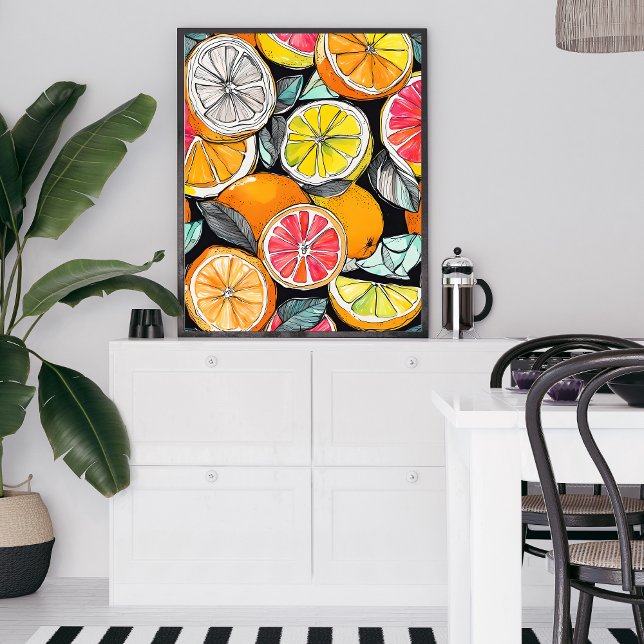 Póster Citrus colorido sin marco (Add a splash of color to any room with this vibrant piece or modern art!)