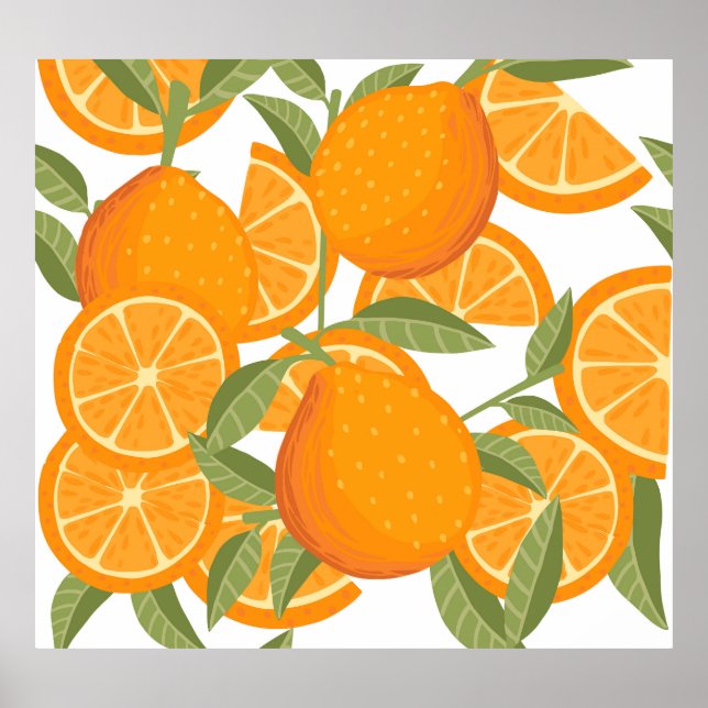 Póster Citrus Delight: Patrón de fruta Naranja (Frente)