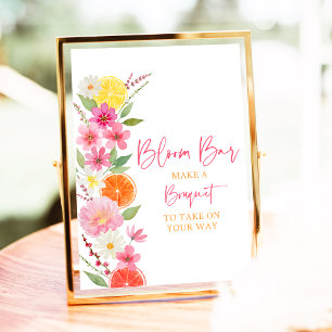 Póster Citrus Floral Bridal Shower Bloom Bar