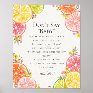Póster Citrus Floral Little Cutie No Dice Juego De Bebé