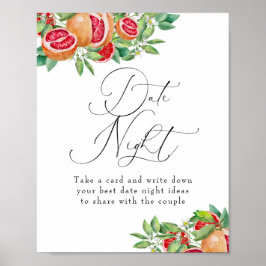 Póster Citrus Greenery | Noche de la fecha | Rótulo Brida