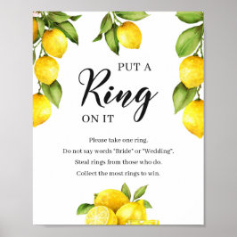 Póster Citrus lemons put a ring on it bridal game sign