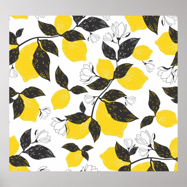Póster Citrus Lemons, Verano Vintage Sin Marea. (Frente)