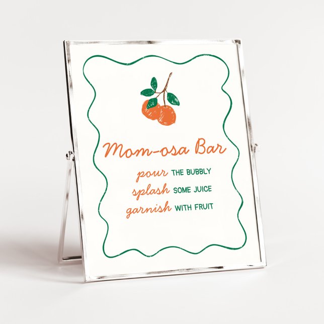 Póster Citrus Little Cutie Moderno Baby Shower Mom Osa Ba (Citrus Little Cutie Baby Shower Mom Osa Bar Sign)
