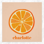 Póster Citrus Naranja Diversión personalizada<br><div class="desc">Fruto de cítricos naranja en un fondo rosa rubor. Obtén algo de vitamina C visual. Arte original de Nic Squirrell. Cambie el nombre a personalizar.</div>