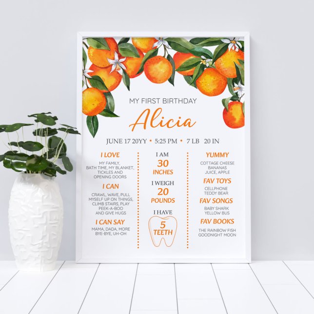 Póster Citrus Naranja Primer hito de cumpleaños (Subido por el creador)