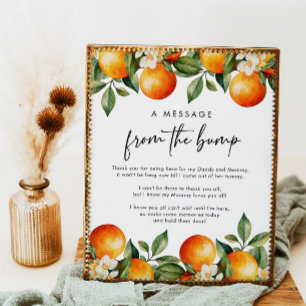 Póster Citrus Un mensaje del Rótulo de Baby Shower Bump