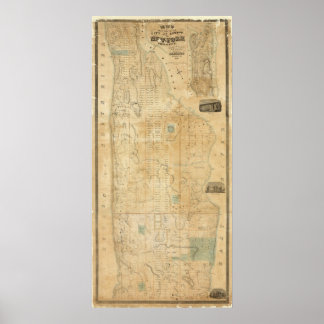 Póster City And County Of New York North Of 50th St