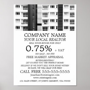 Póster City Apartments, Realtor, Publicidad de agente inm