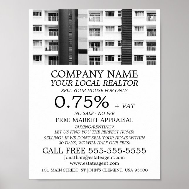 Póster City Apartments, Realtor, Publicidad de agente inm (Frente)