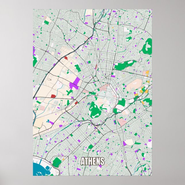 Póster City Map OF Athens, Greece (Frente)
