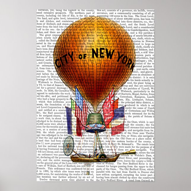 Póster City of New York Hot Air Balloon (Frente)