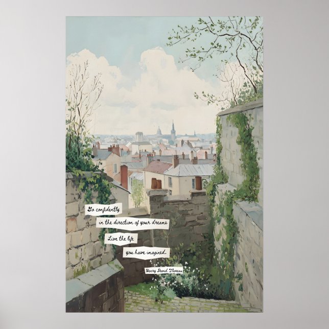 Póster City Rooftop View Poster  Stone Walls, Literary (Frente)