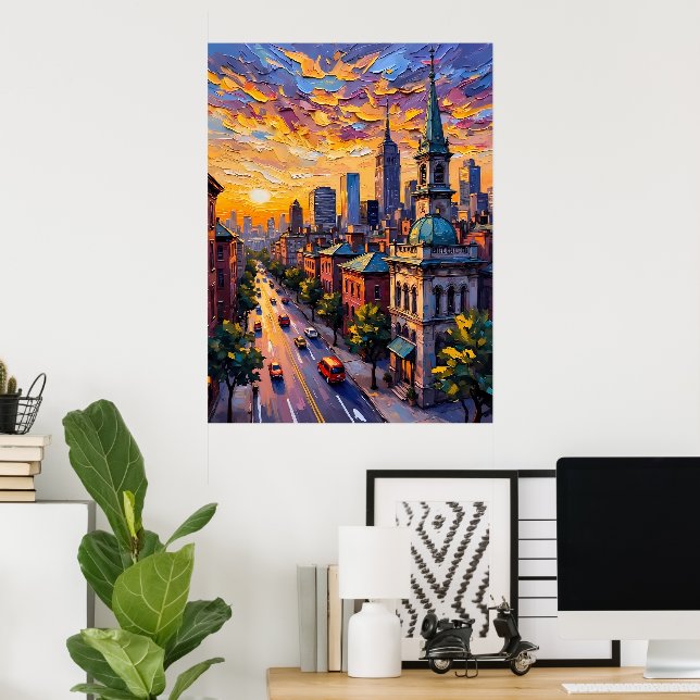 Póster City Sunset (Oficina en casa)