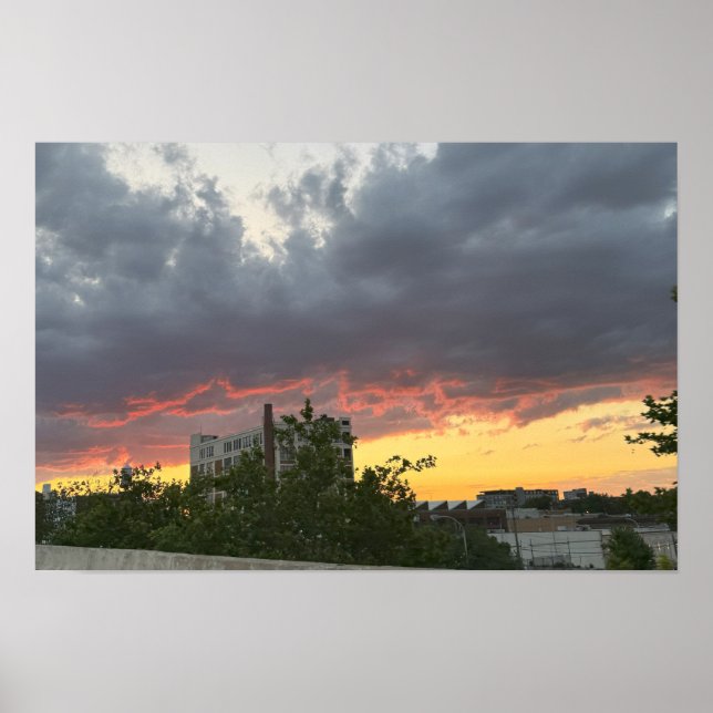 Póster City Sunset con el Poster de las nubes (Frente)