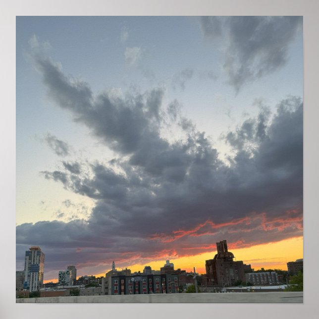 Póster City Sunset con el Poster de las nubes (Frente)