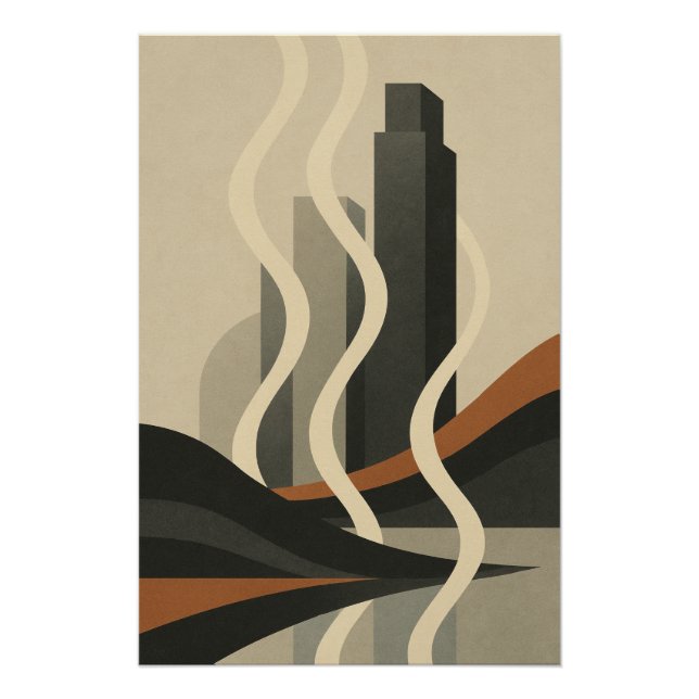 Póster Cityscape Fumé – Ville Art Déco  (Anverso)