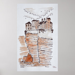 Póster Ciudad acantilado de Bonifacio, Córcega, Francia