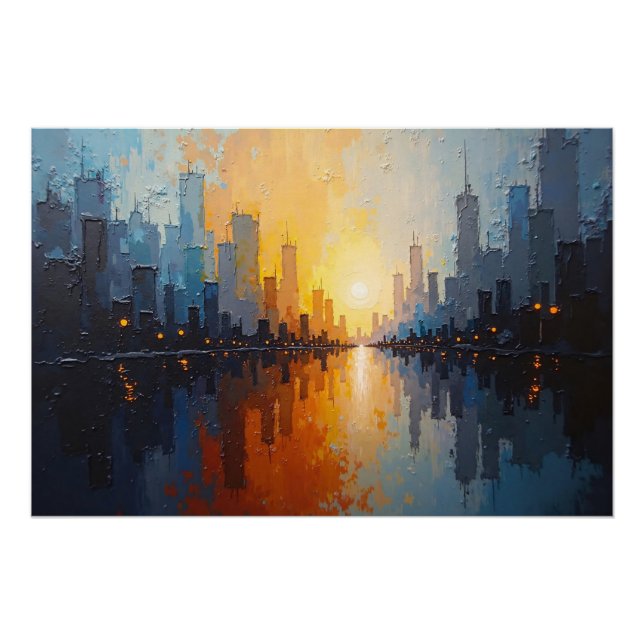 Póster Ciudad al atardecer (Anverso)