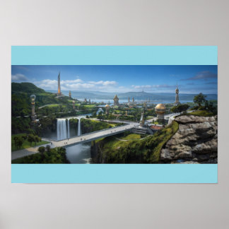 Póster Ciudad alienígena pacífica