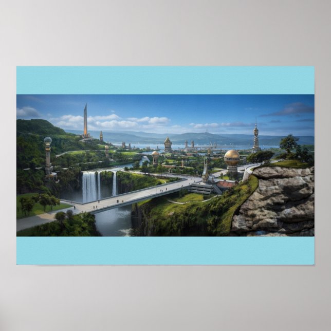 Póster Ciudad alienígena pacífica (Frente)