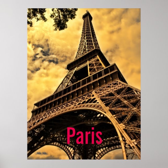 Póster Ciudad Amor y Romance de París Torre Eiffel Franci (Frente)