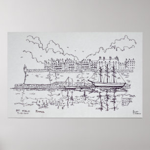 Póster Ciudad amurallada de Saint-Malo   Bretaña, Francia