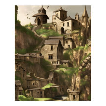 Ciudad antigua en casas de piedra de montaña