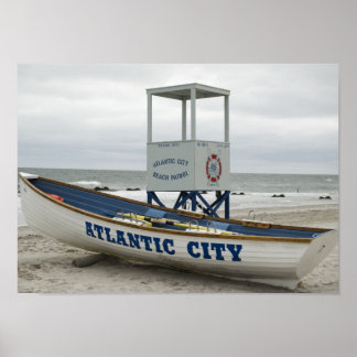 Póster Ciudad Atlántica, NJ Lifeguard Boat