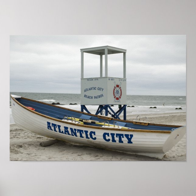 Póster Ciudad Atlántica, NJ Lifeguard Boat (Frente)