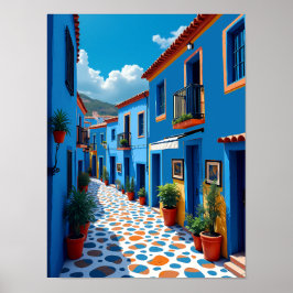 Póster Ciudad azul marroquí de Chefchaouen - Vibrantes vi