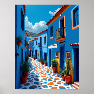Póster Ciudad azul marroquí de Chefchaouen - Vibrantes vi