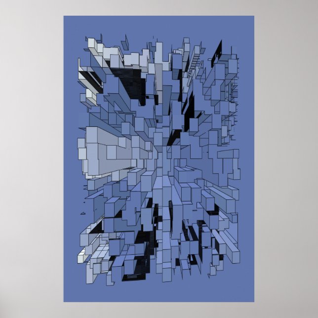 Póster Ciudad azul violeta (Frente)