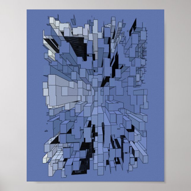 Póster Ciudad azul violeta (Frente)