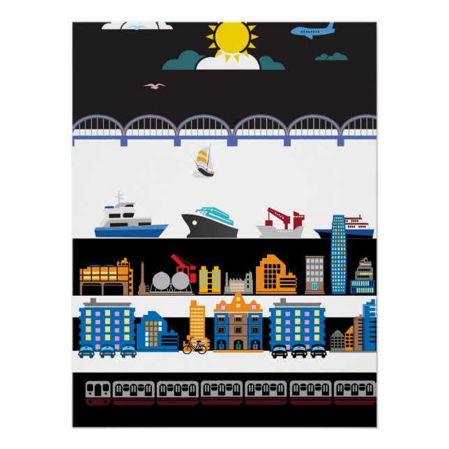 Póster Ciudad blanca y negra (Anverso)