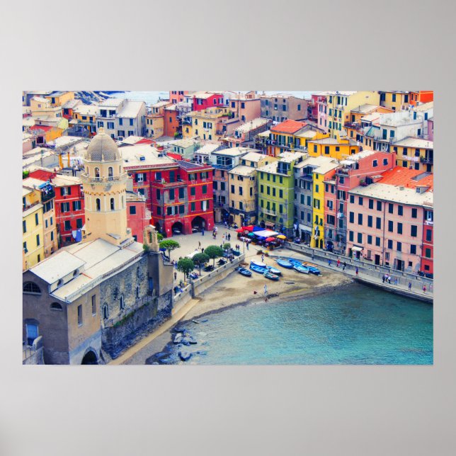 Póster Ciudad colorida de Vernazza Italia (Frente)