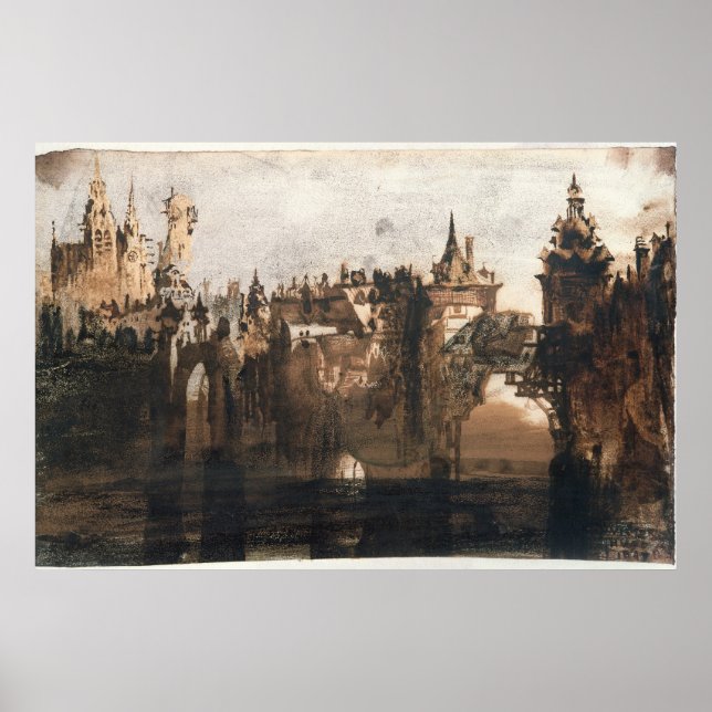 Póster Ciudad con un puente roto (Frente)
