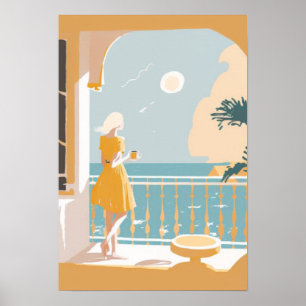 Póster Ciudad costera de Italia