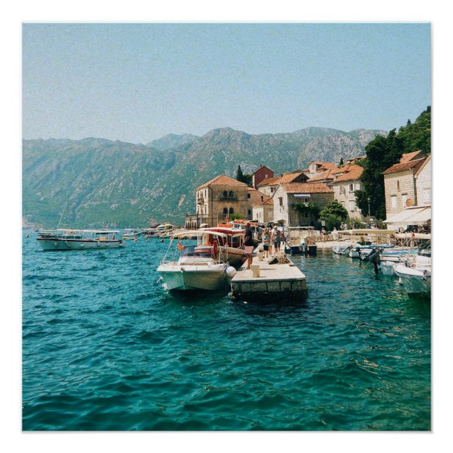 Póster Ciudad costera de Perast, Montenegro (Anverso)