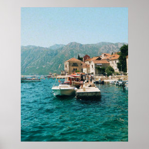 Póster Ciudad costera de Perast, Montenegro