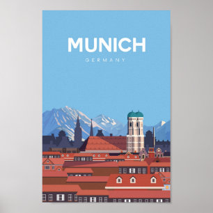 Póster Ciudad de afiches de viaje de Munich Alemania