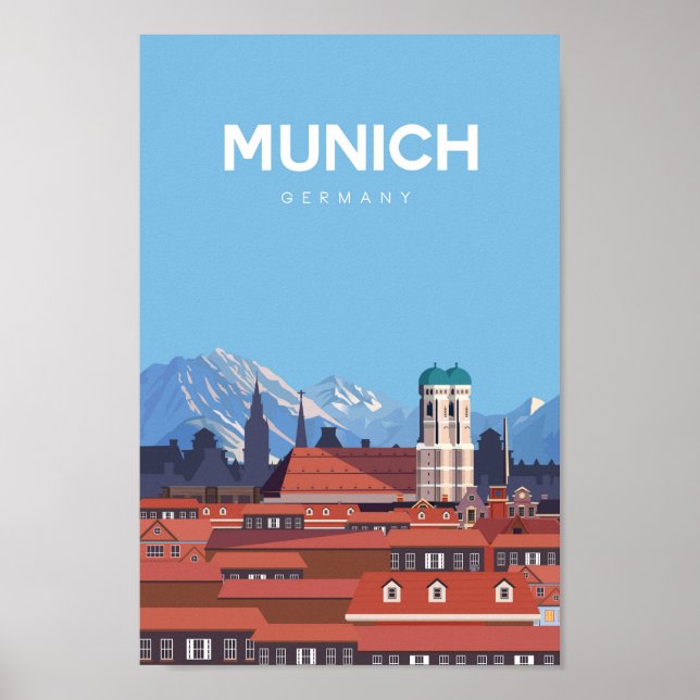Póster Ciudad de afiches de viajes de la Alemania de Múni (Frente)