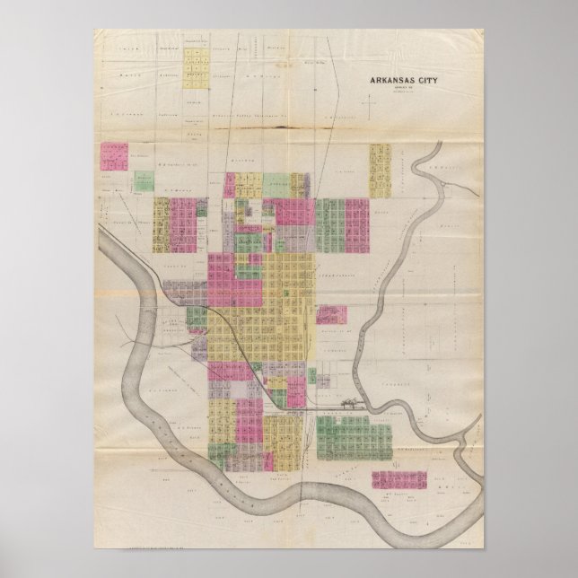 Póster Ciudad de Arkansas, Condado de Cowley, Kansas (Frente)