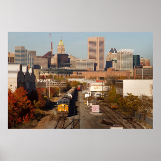 Póster Ciudad de Baltimore con tren