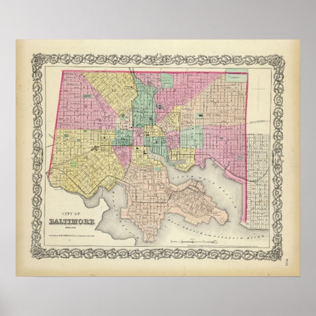 Póster Ciudad de Baltimore Maryland (Frente)
