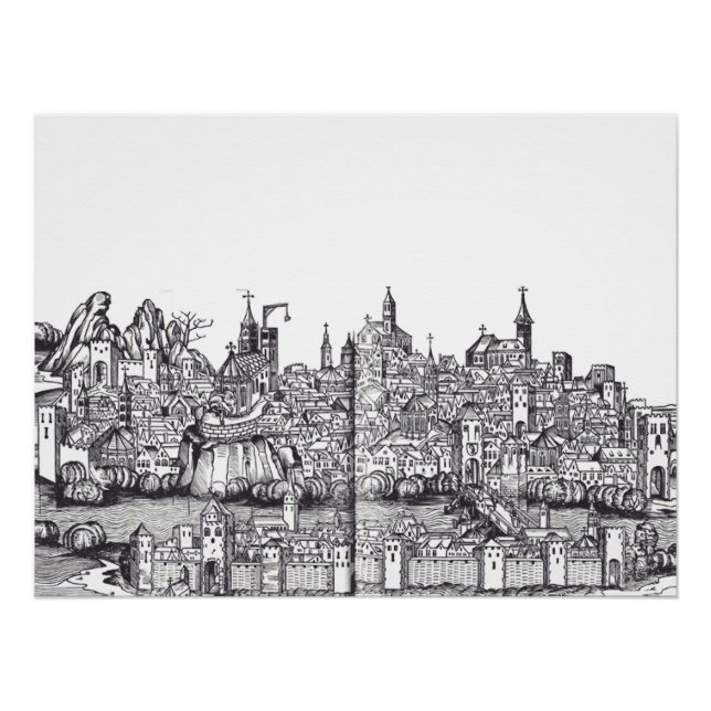 Póster Ciudad de Basilea en el noroeste de Suiza (Anverso)