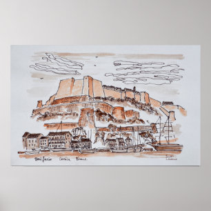 Póster Ciudad de Bonifacio  Córcega, Francia